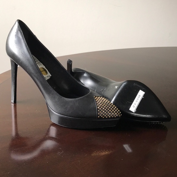Saint Laurent Paris 10M Studded Pointed Toe Pumps - Picture 6 of 8